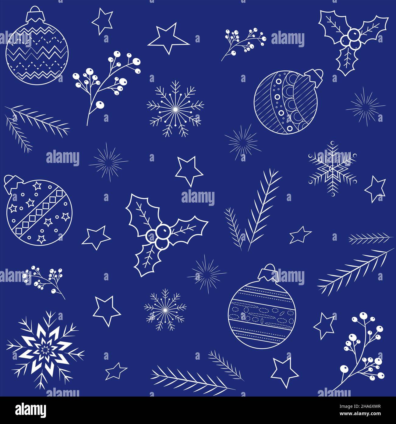 Motif sans couture sur fond bleu boules de Noël Illustration de Vecteur