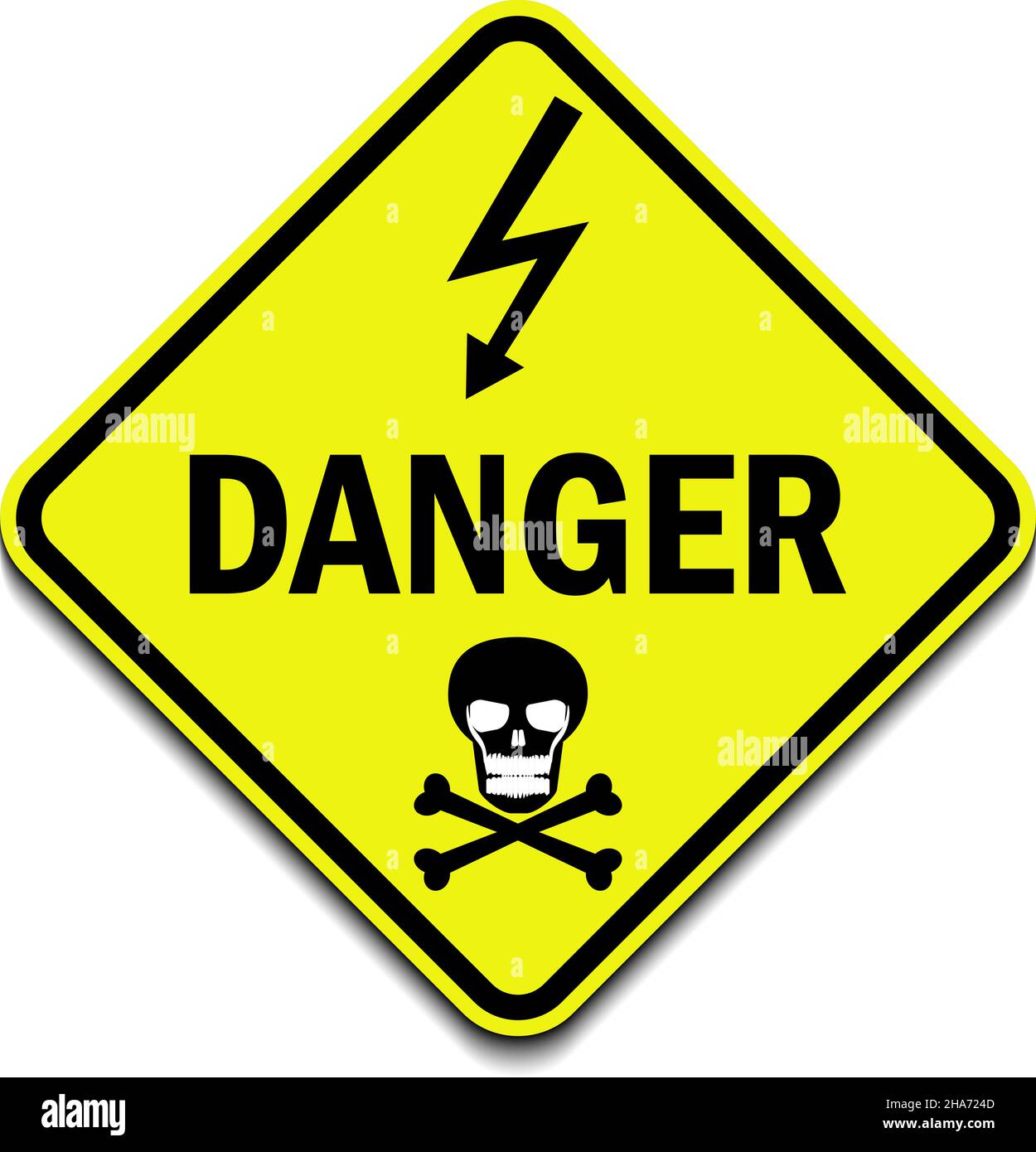 Danger danger électrique haute tension panneau isolé, mort crâne et ...