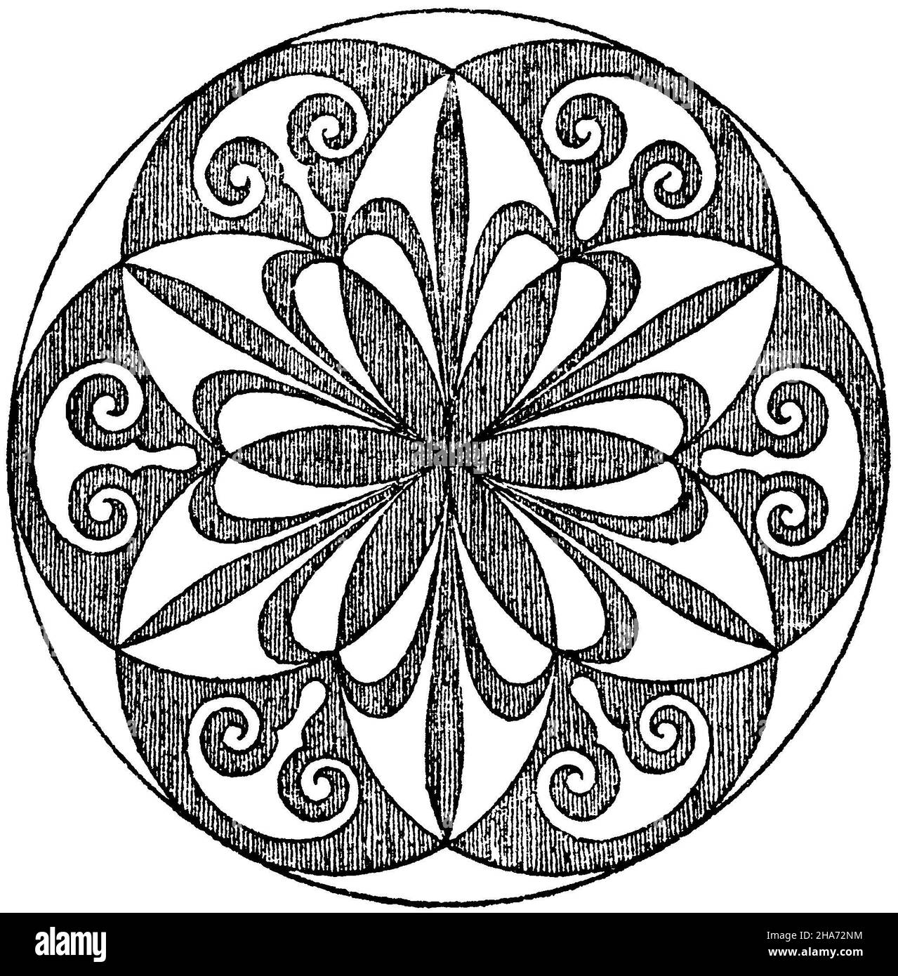 Cercle : section centrale d'un sol en mosaïque romaine, excavée à Pompéi en 1872.(Artisanat), , ML (livre de motifs, ) Banque D'Images