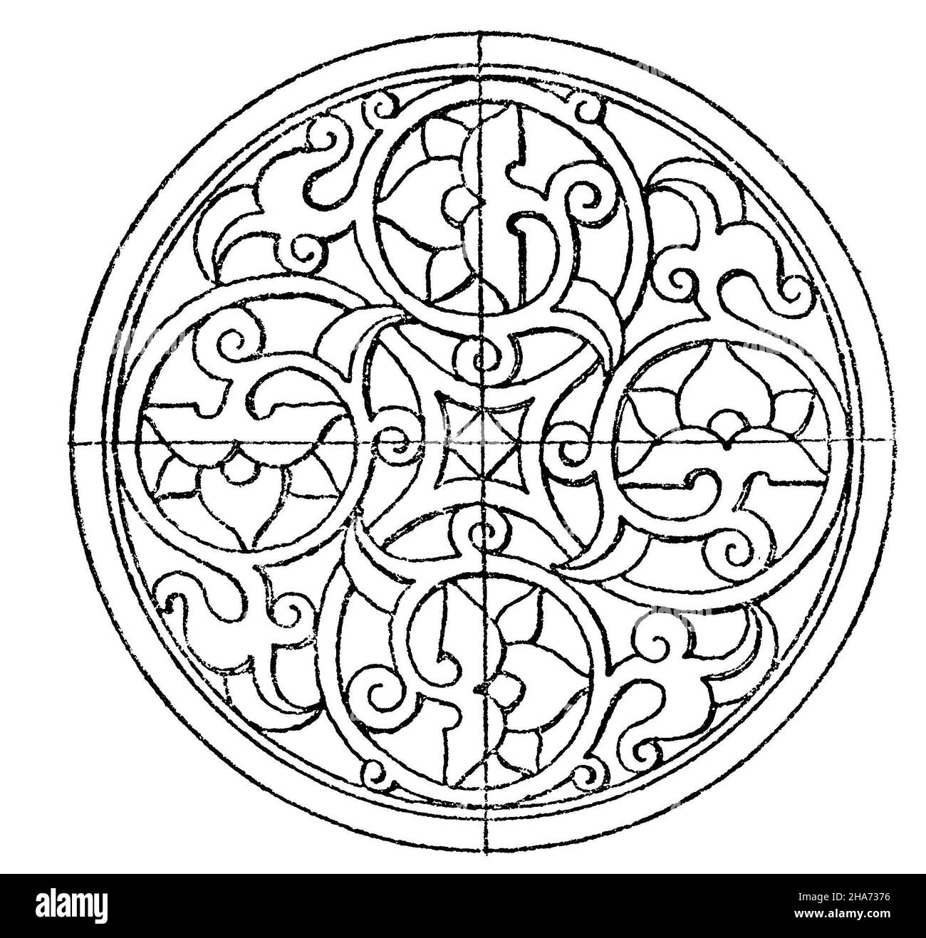 Cercle: Décoration arabe plate en marbre.Mosquée Kaonam-el-Dyn.(Prisive d'Avennes), , FSM (carnet de modèles, ) Banque D'Images