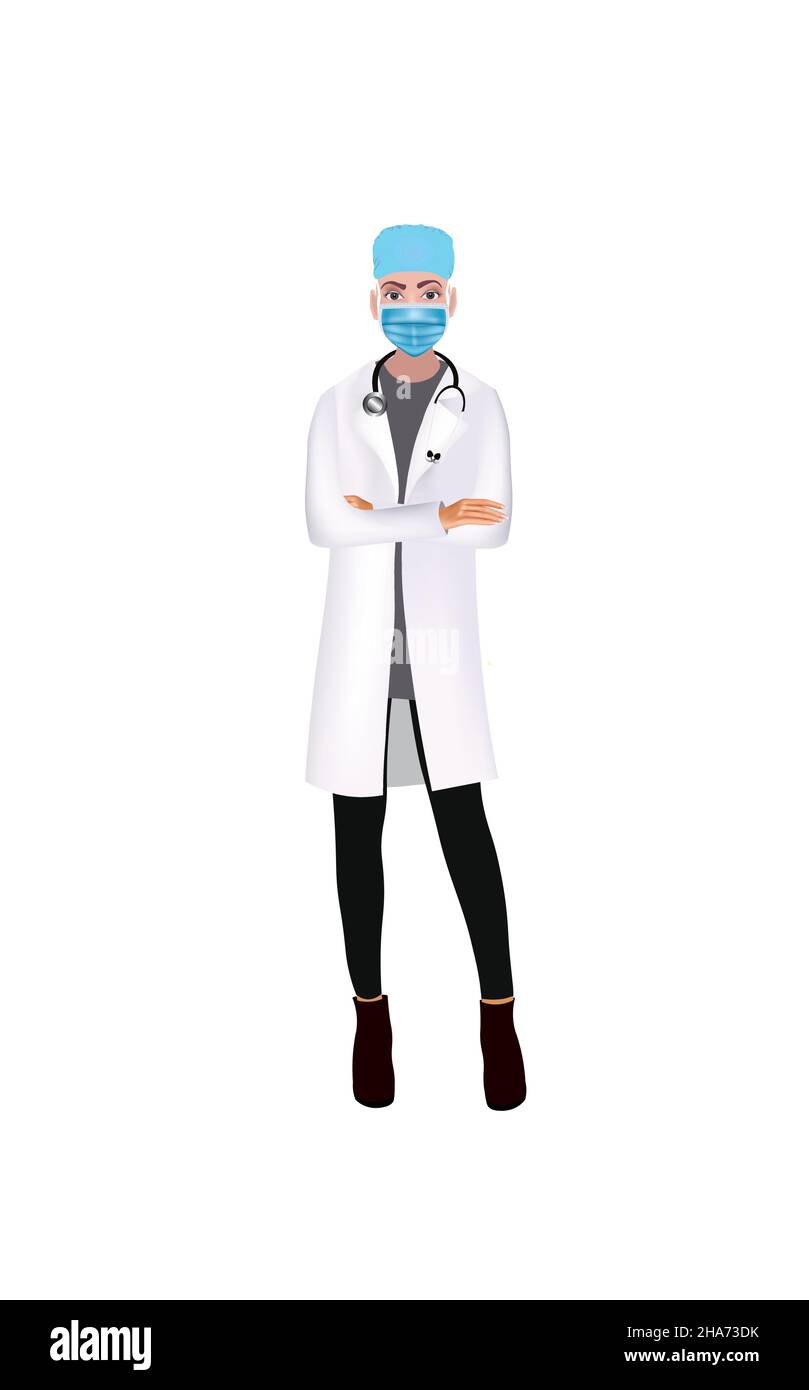 Femme médecin debout. Illustration vectorielle Illustration de Vecteur