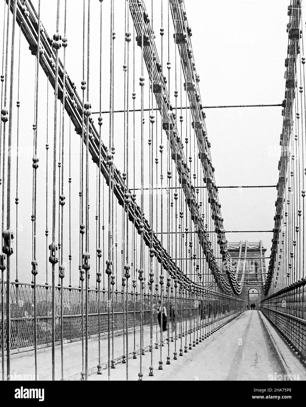 Pont suspendu de Menai, détroit de Menai, pays de Galles, période victorienne Banque D'Images