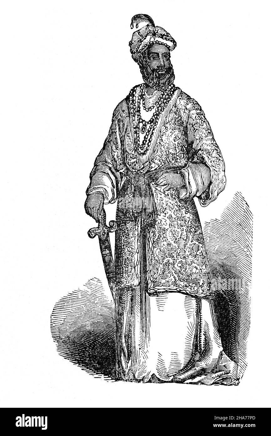 Un 19th portrait de Sélim I (1470-1520), à la fin du siècle, dit Sélim le sinistre ou Sélim le Resolute, le sultan de l'Empire ottoman de 1512 à 1520.Malgré seulement huit ans, son règne est remarquable par l'énorme expansion de l'Empire, en particulier sa conquête entre 1516 et 1517 de l'ensemble du Sultanat de Mamluk d'Égypte, qui comprenait tout le Levant et l'Égypte elle-même.Il a assumé le rôle de gardien des routes de pèlerinage à la Mecque et à Médine, et est généralement rappelé comme le premier Calife ottoman légitime. Banque D'Images