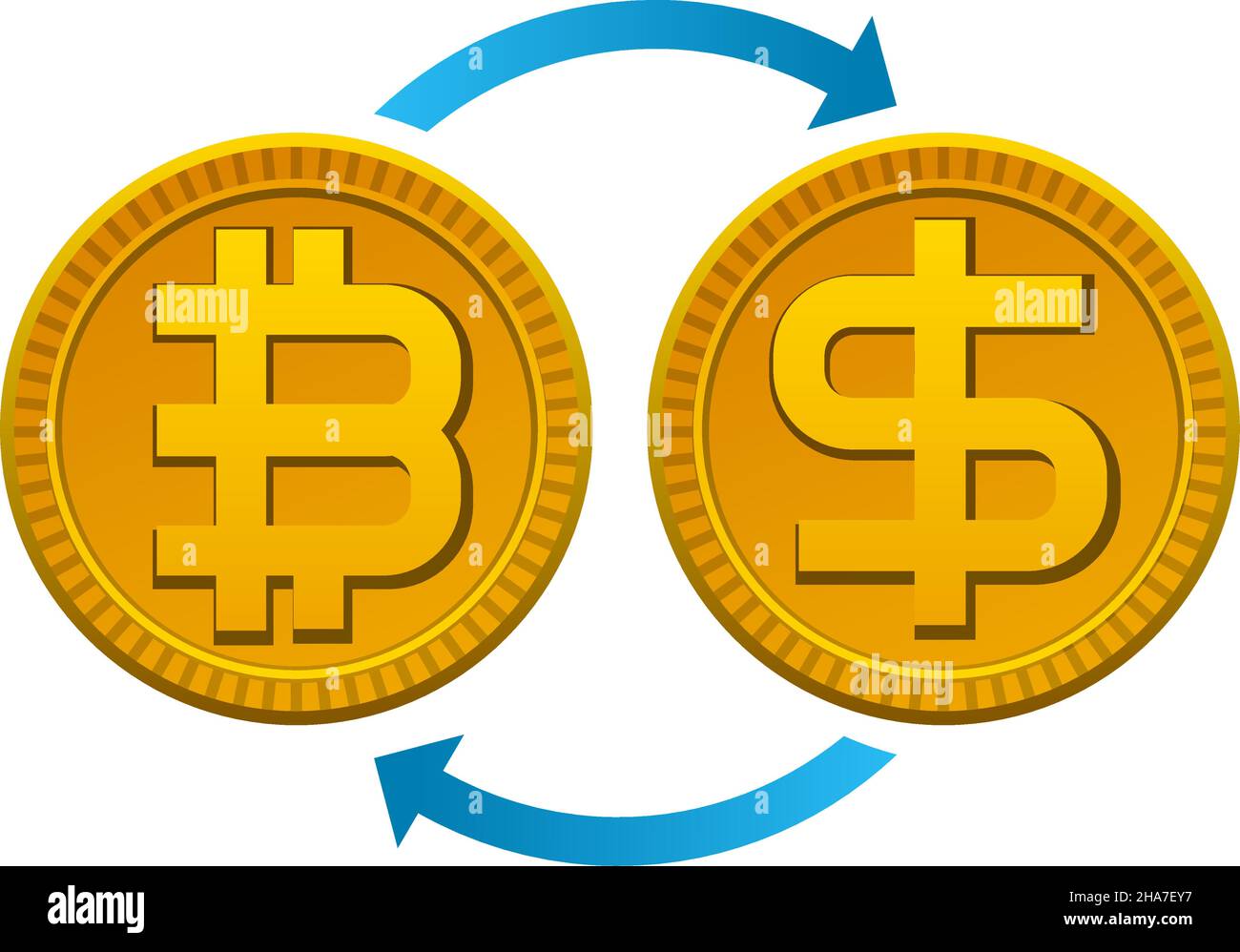 Bitcoin crypto-monnaie avec une icône colorée Dollar Exchange Illustration Illustration de Vecteur