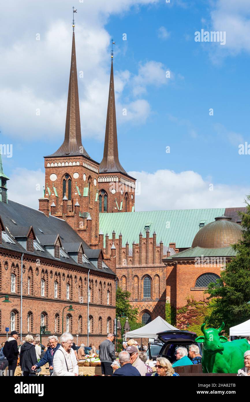 Roskilde : Cathédrale de Roskilde, à Roskilde, en Zélande, Sealand, Sjaelland,Danemark Banque D'Images
