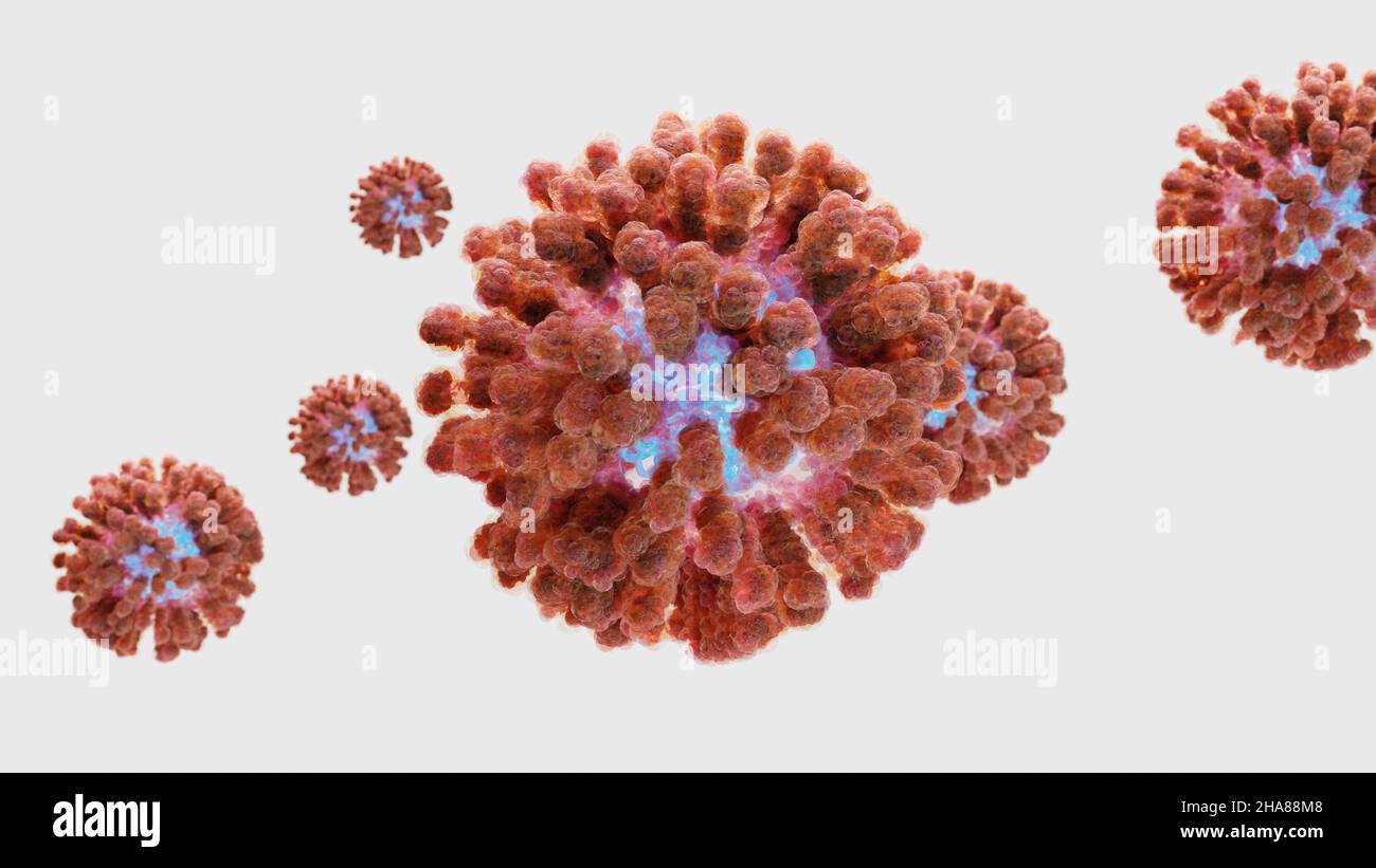 SARS-CoV-2 coronavirus variante Omicron. Delta cellulaire et MU variante of interest(VOI),B.1.621,B.1.1.529,C.37.COVID 19 Delta plus,MU variant, muté Banque D'Images