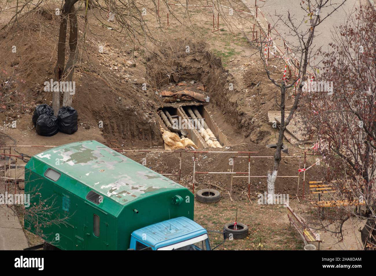 Défaillance de la conduite de chauffage Banque D'Images