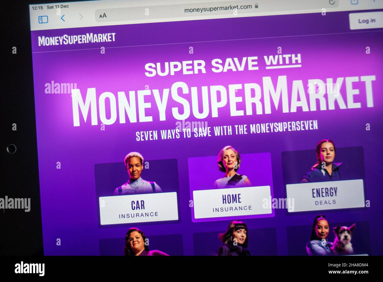 Site Web de comparaison d'assurance MoneySuperMarket sur l'appareil iPad Banque D'Images