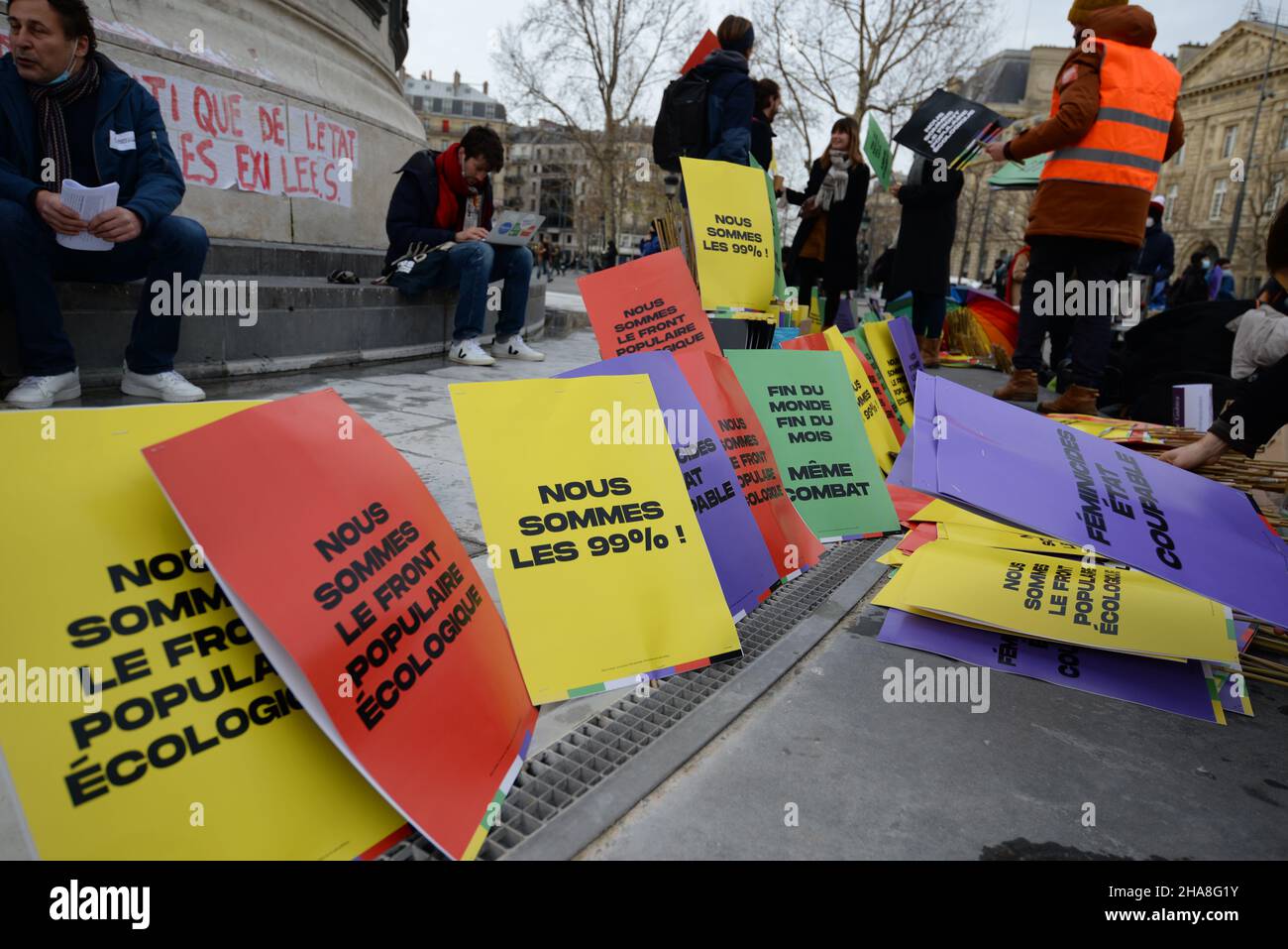 Rassemblement à Paris du front populaire écologique, de choisir le candidat de l'Union de gauche pour le Président 2022, et de quitter le productiviste Banque D'Images