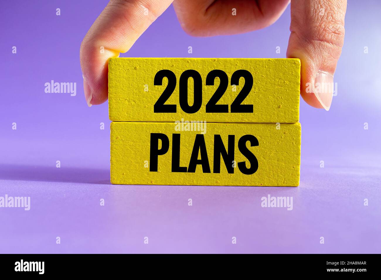 2022 plans, blocs de bois avec 2022 plans de texte. Banque D'Images