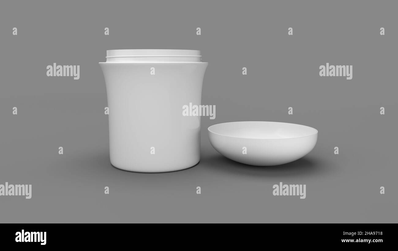 Bol cosmétique blanc en forme de dôme pour la crème ; un rendu de 3D Banque D'Images