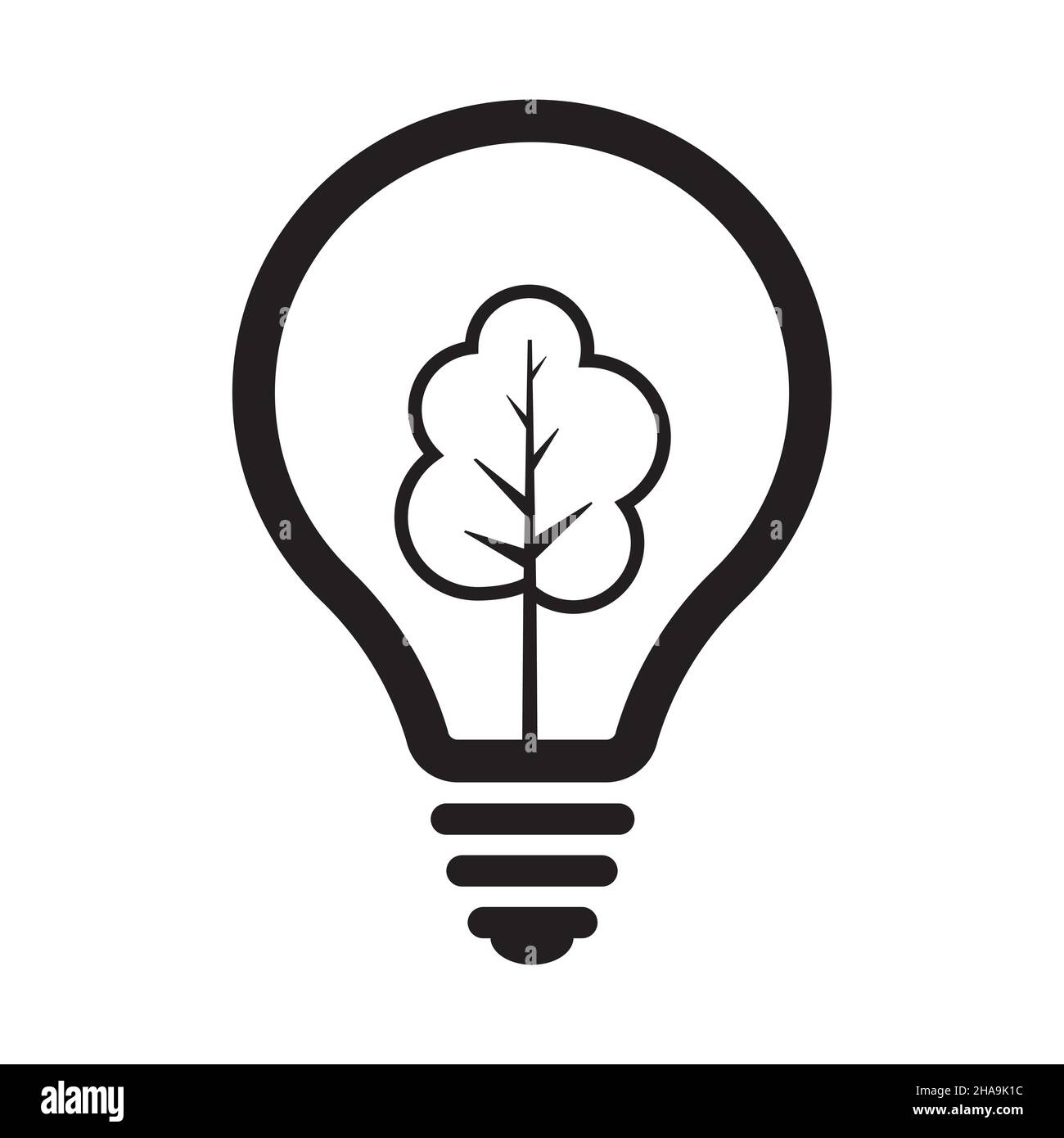 Ampoule avec bois ou icône d'énergie écologique dans un style simple sur fond blanc. Illustration de Vecteur