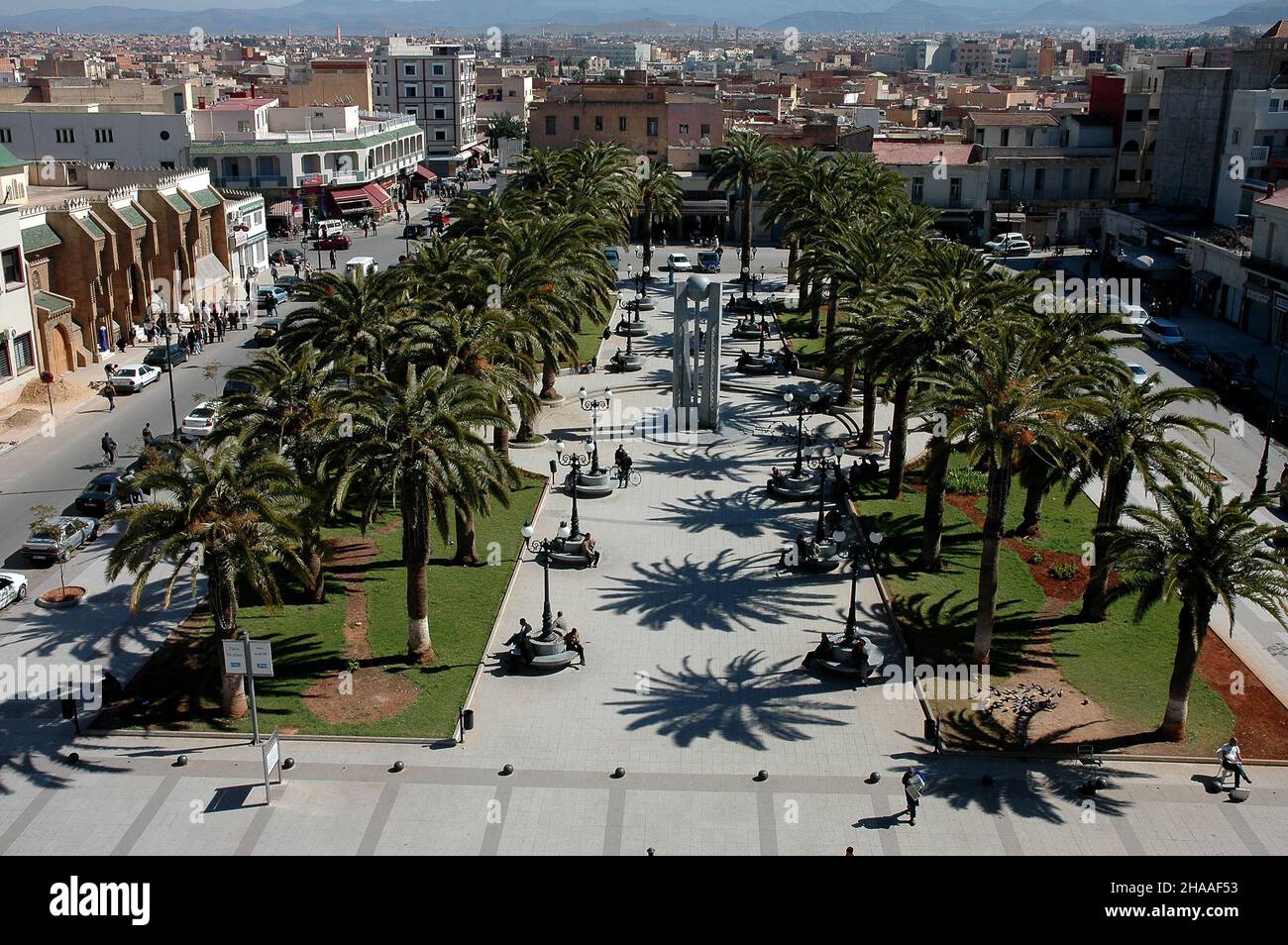 Lieu 16 août à Oujda, la capitale de l'est du Maroc Banque D'Images