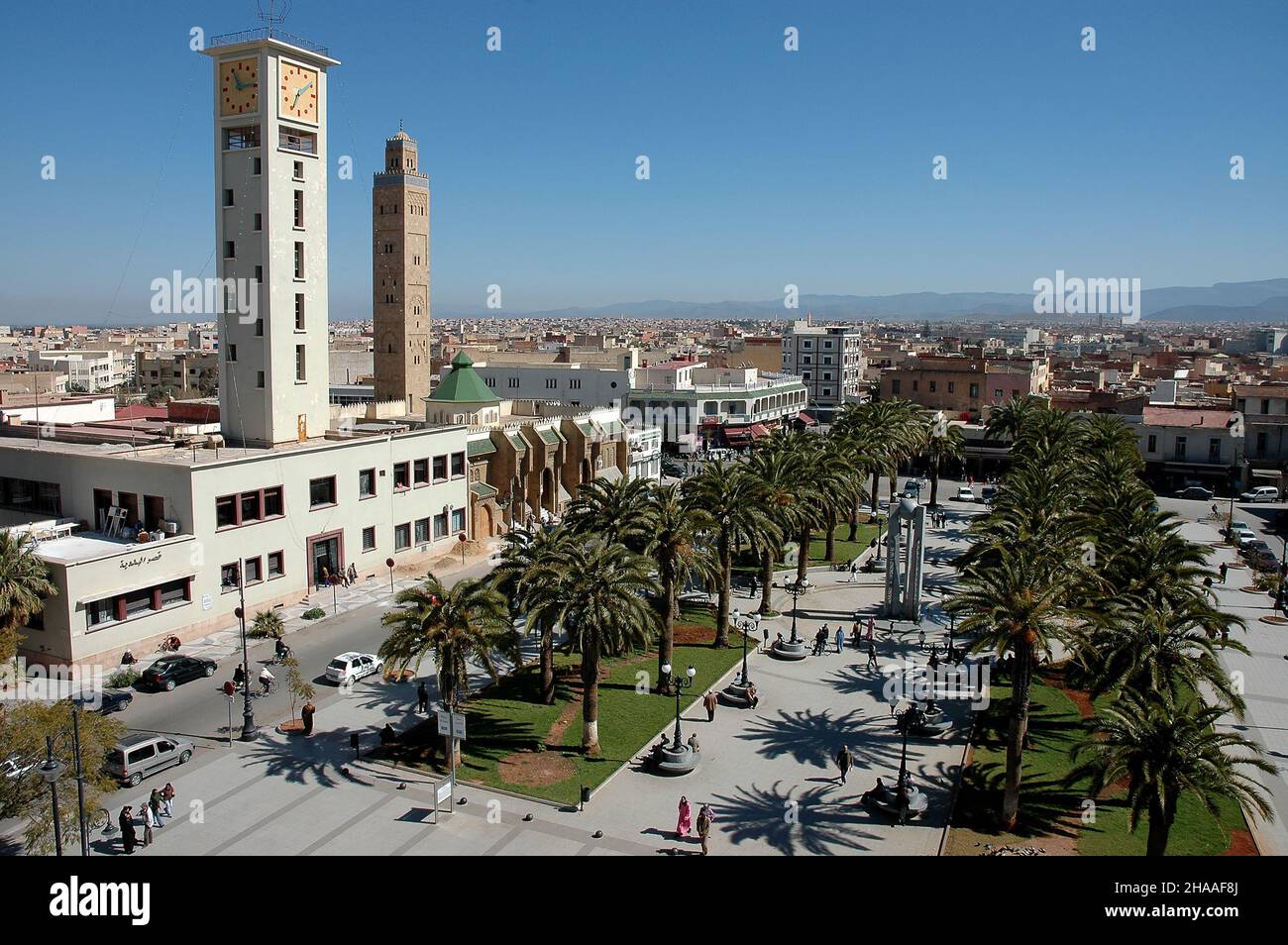 Lieu 16 août à Oujda, la capitale de l'est du Maroc Banque D'Images