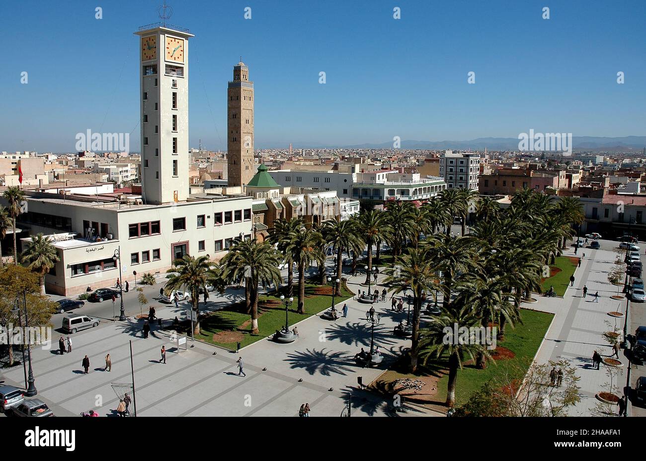 Lieu 16 août à Oujda, la capitale de l'est du Maroc Banque D'Images