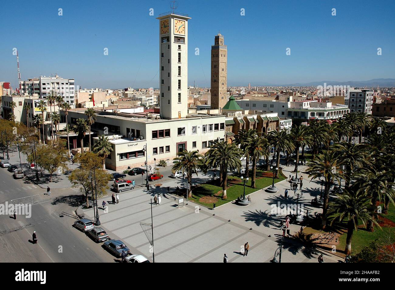 Lieu 16 août à Oujda, la capitale de l'est du Maroc Banque D'Images