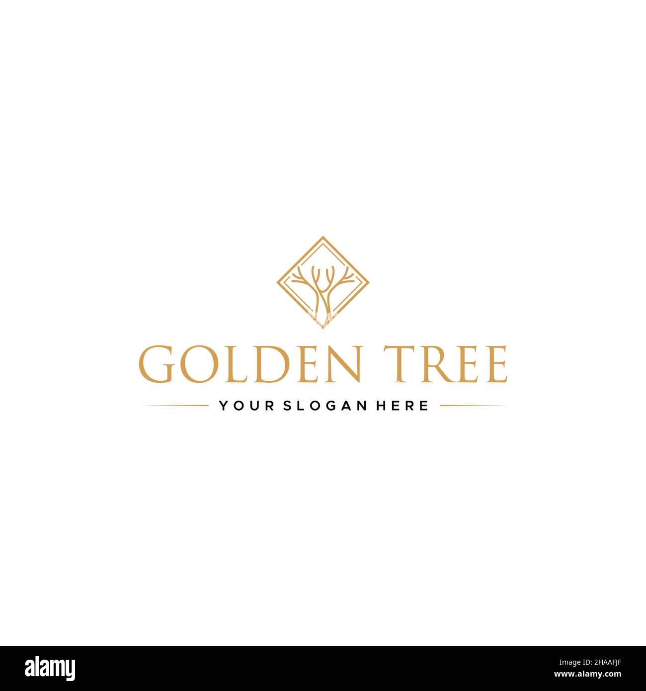 Design minimaliste avec logo « GOLDEN TREE Plant » Illustration de Vecteur