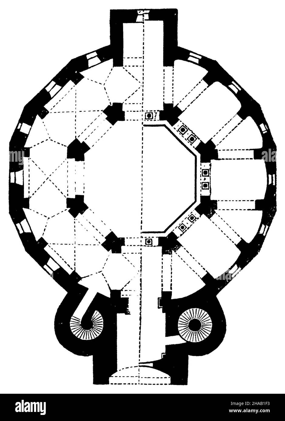 Plan de la cathédrale d'Aix-la-Chapelle, , (livre d'histoire culturelle, 1893), Grundriss des Münsters zu Aachen Banque D'Images