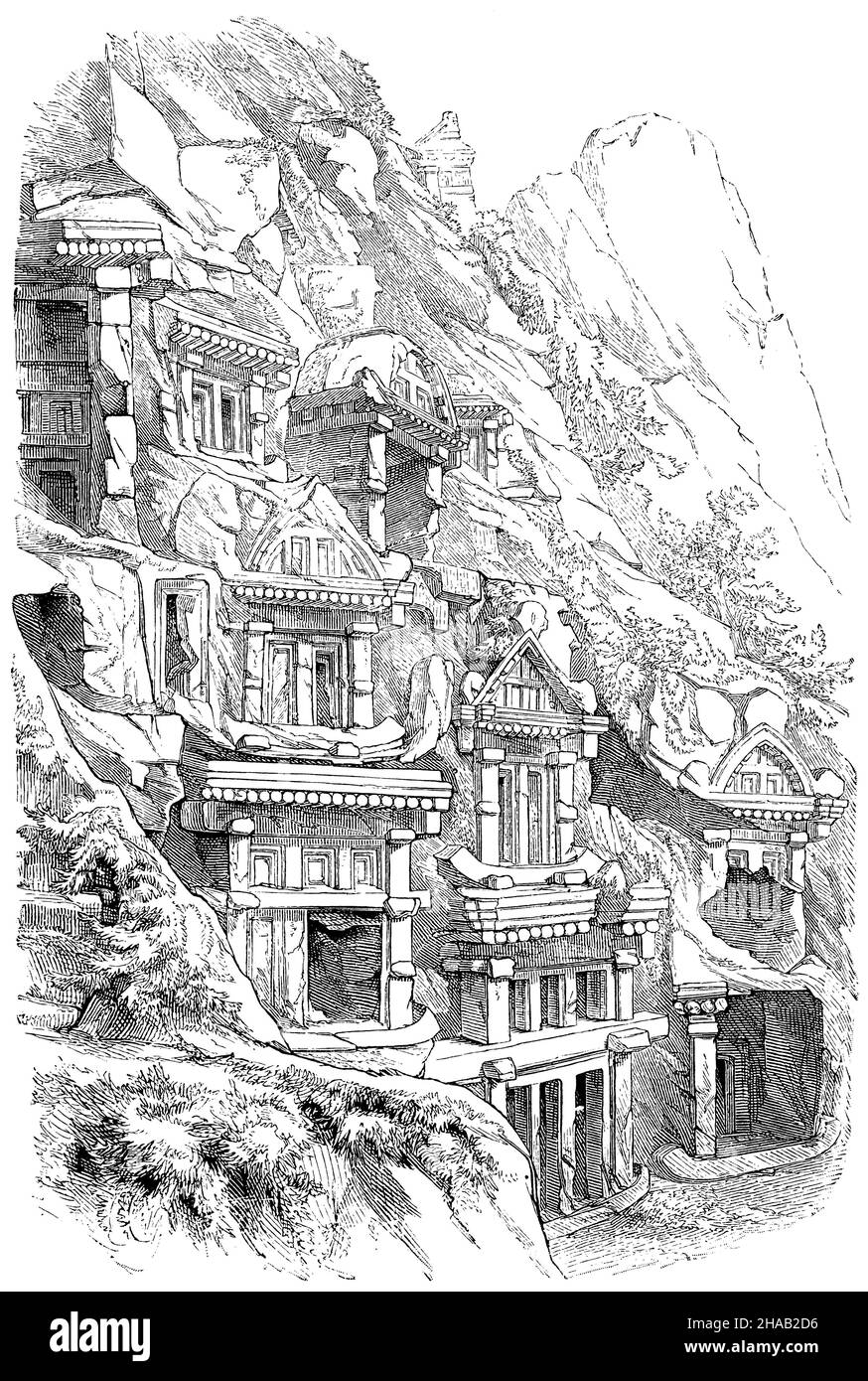 Tombeaux de roche à Myra, , (livre d'histoire de l'art, 1904), Felsgräber zu Myra Banque D'Images