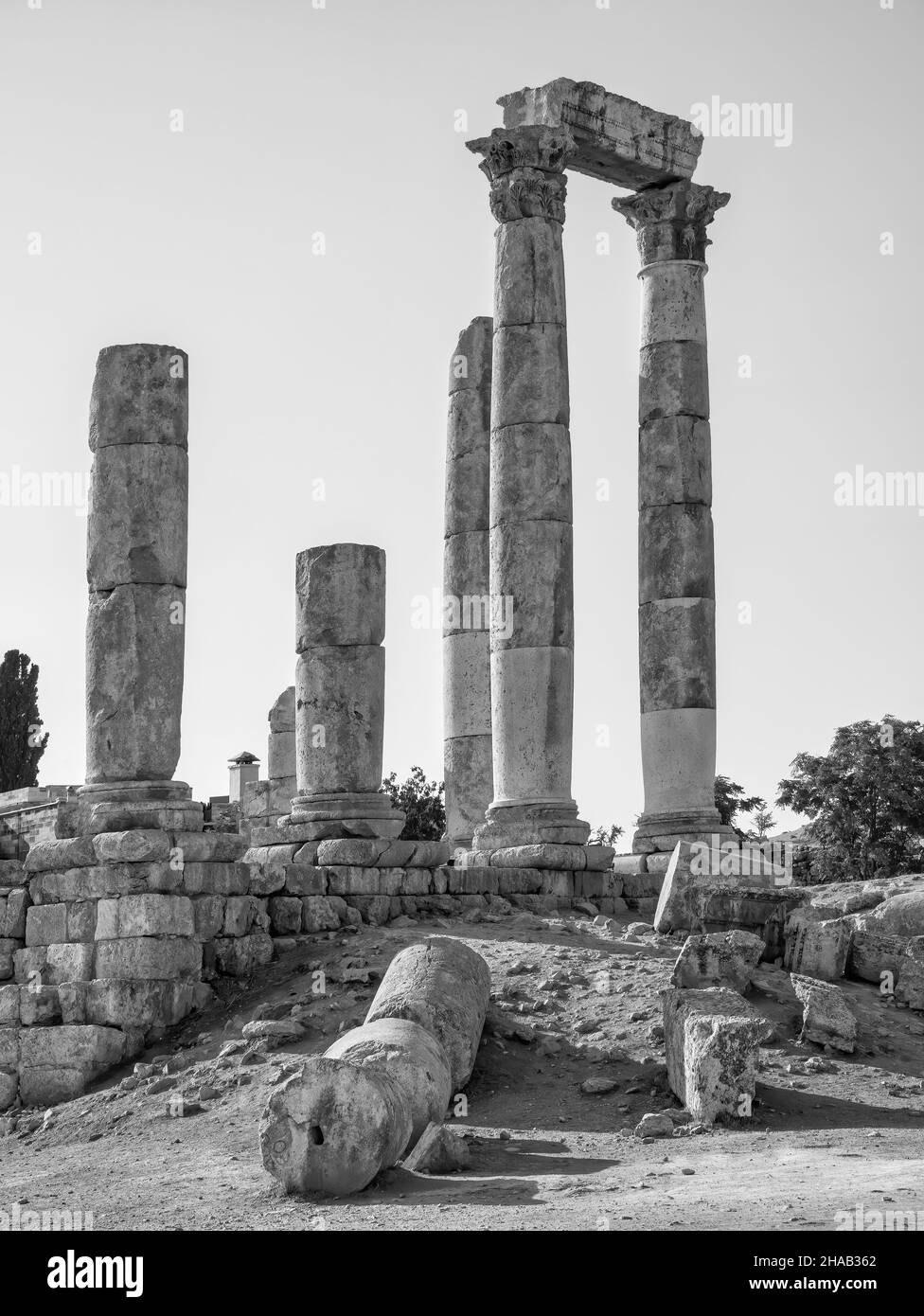 Vue du Temple d'Hercules le temple romain demeure dans la citadelle d'Amman, en Jordanie Banque D'Images