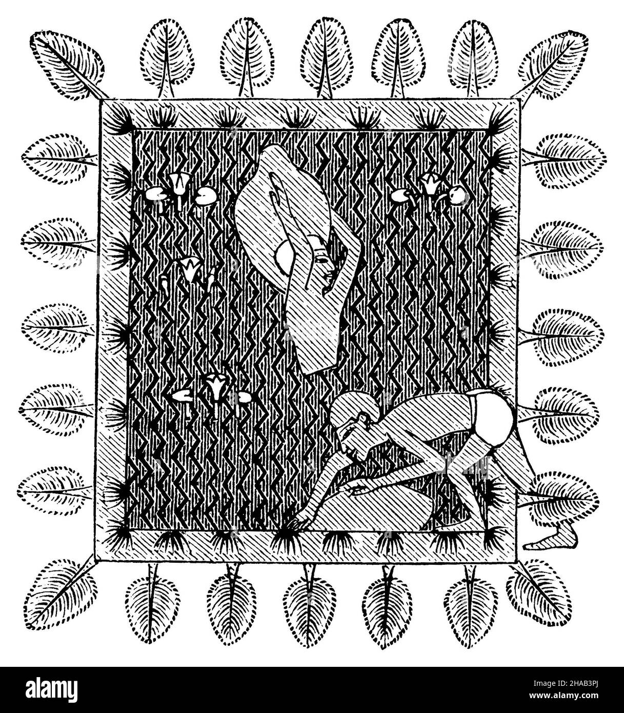 Construction du temple d'Amun, , (livre d'histoire culturelle, 1892), Aus der Grabkapelle zu Abd-el-QA (nach Lepsius.)Bau des Amuntempels: AUS der Grabkapelle zu Abd-el-QA (nach Lepsius), Construction du temple d'Amon Banque D'Images