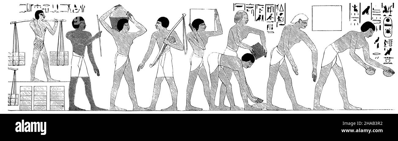 Construction du temple d'Amun.De la chapelle funéraire d'Abd-el-QA (selon Lepsius), , (livre d'histoire culturelle, 1892), Bau des Amuntempels.AUS der Grabkapelle zu Abd-el-QA (Nach Lepsius) , Construction du temple d'Amon.De la chapelle funéraire d'Abd-el-QA (d'après Lepsius) Banque D'Images