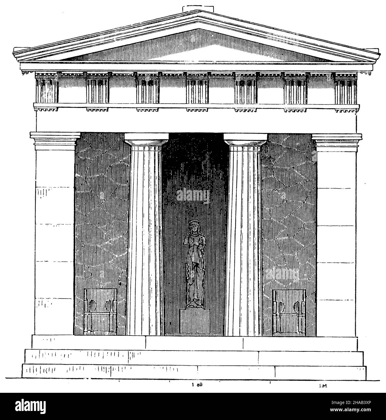 Vue de face d'un temple de l'antenne, , (livre d'histoire culturelle, 1892), Vorderansicht eines Antenempels,Vue de face d'un temple d'Anten Banque D'Images