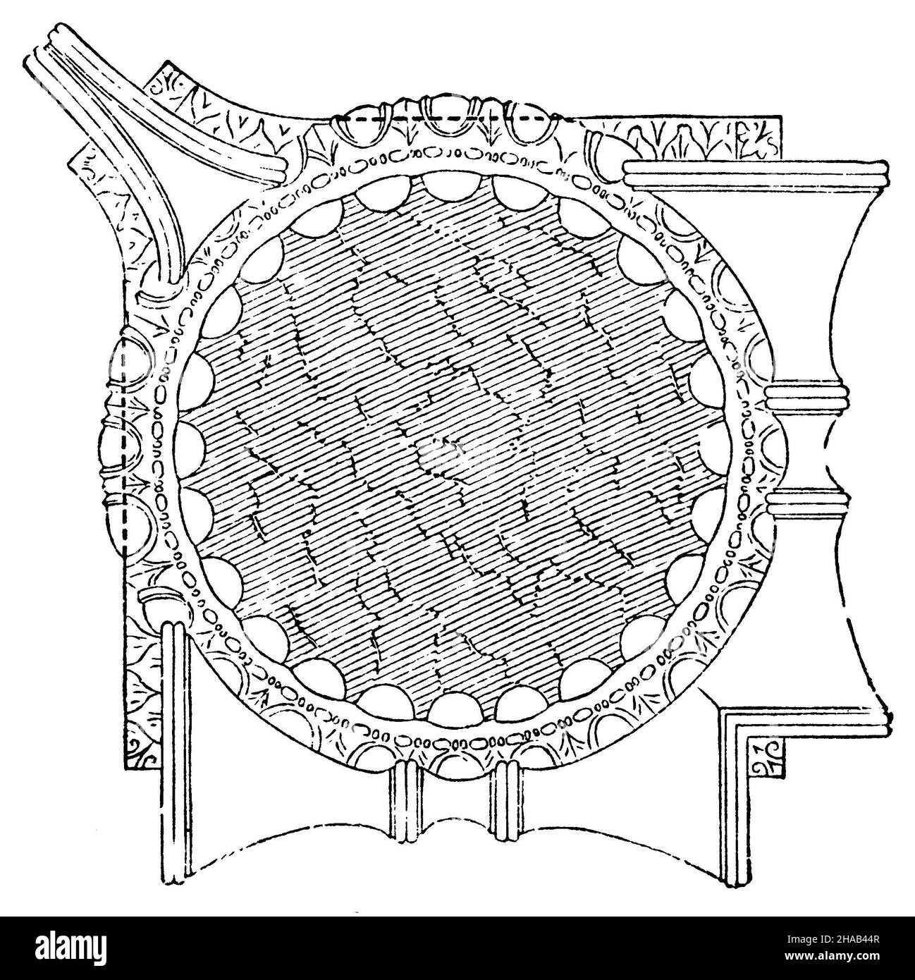 Capital de coin ionique.Plan d'étage, , (livre d'histoire culturelle, 1892), Ionisches Eckkapitell.Grundliss, Chapiteau d'angle ionien.Plan du site Banque D'Images