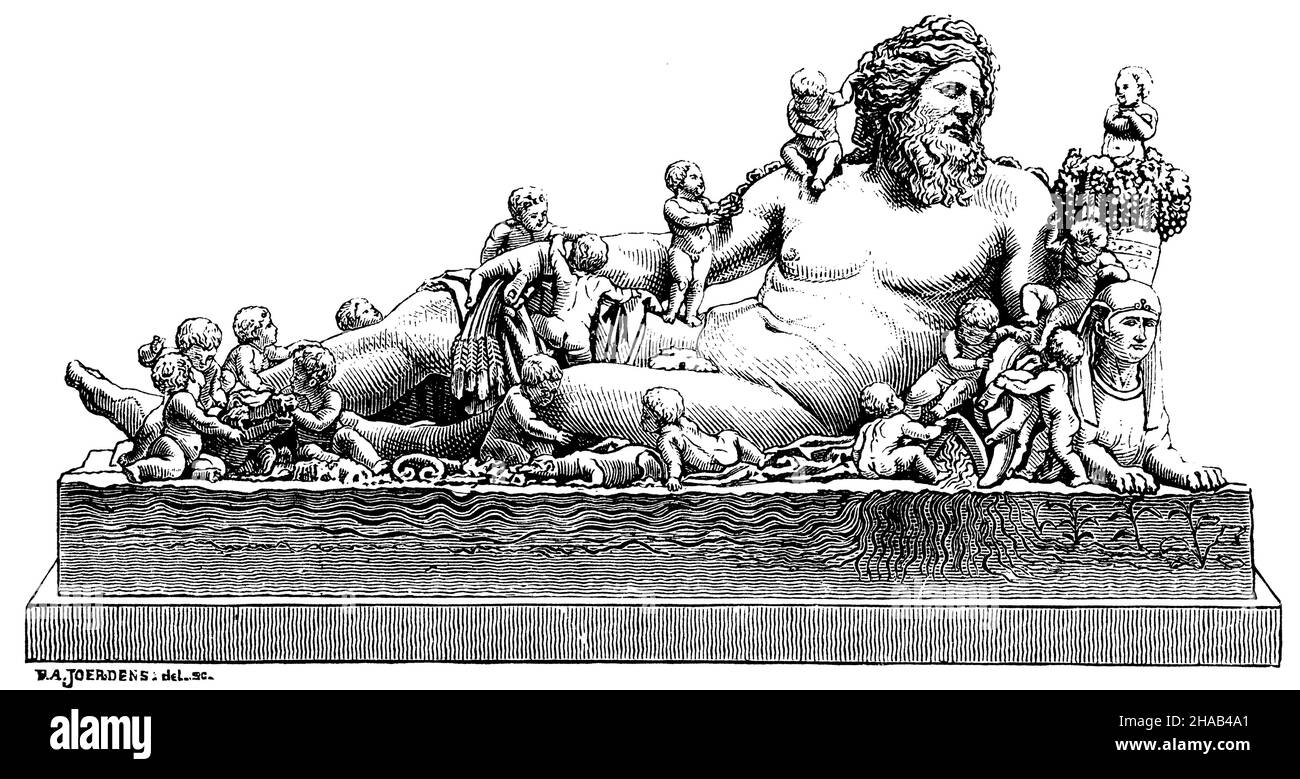 Fleuve dieu Nil.Rome, Vatican, , (livre d'histoire culturelle, 1892),Nil.ROM, Vatikan, Dieu du fleuve Nil.Rome, Vatican Banque D'Images