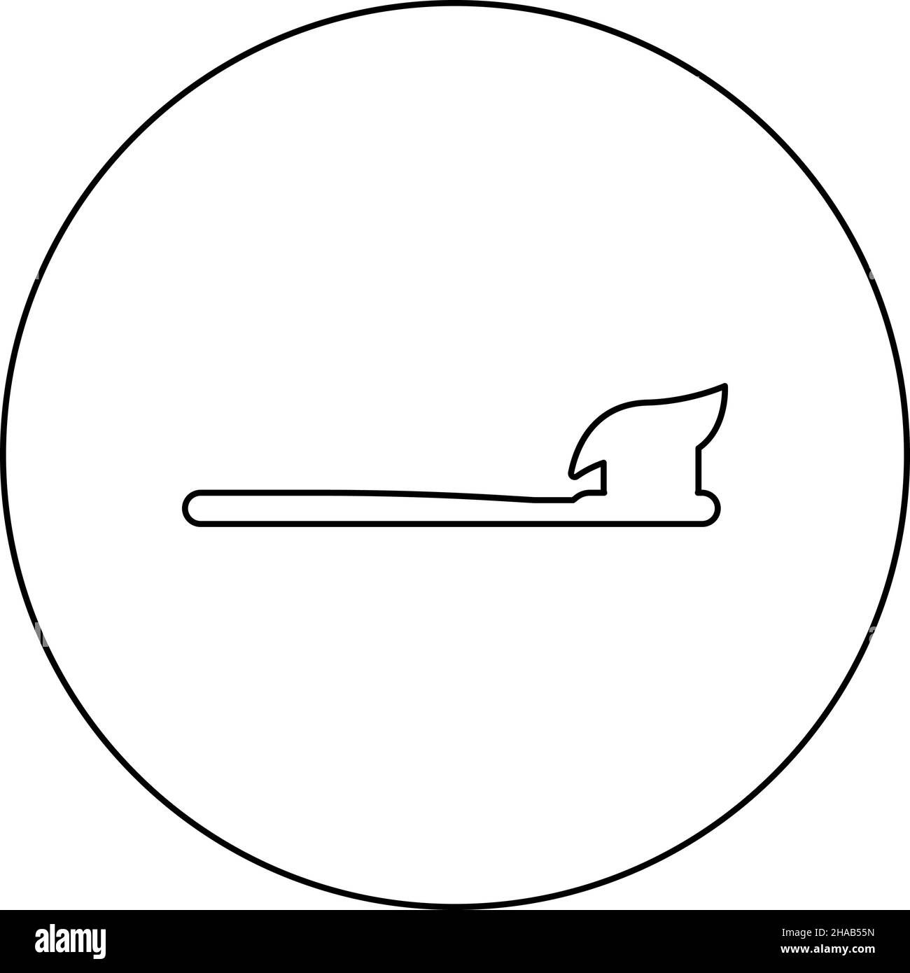 Brosse à dents avec pâtes dentifrice concept de la dentisterie icône en cercle rond noir couleur vecteur illustration image contour ligne fine style Illustration de Vecteur