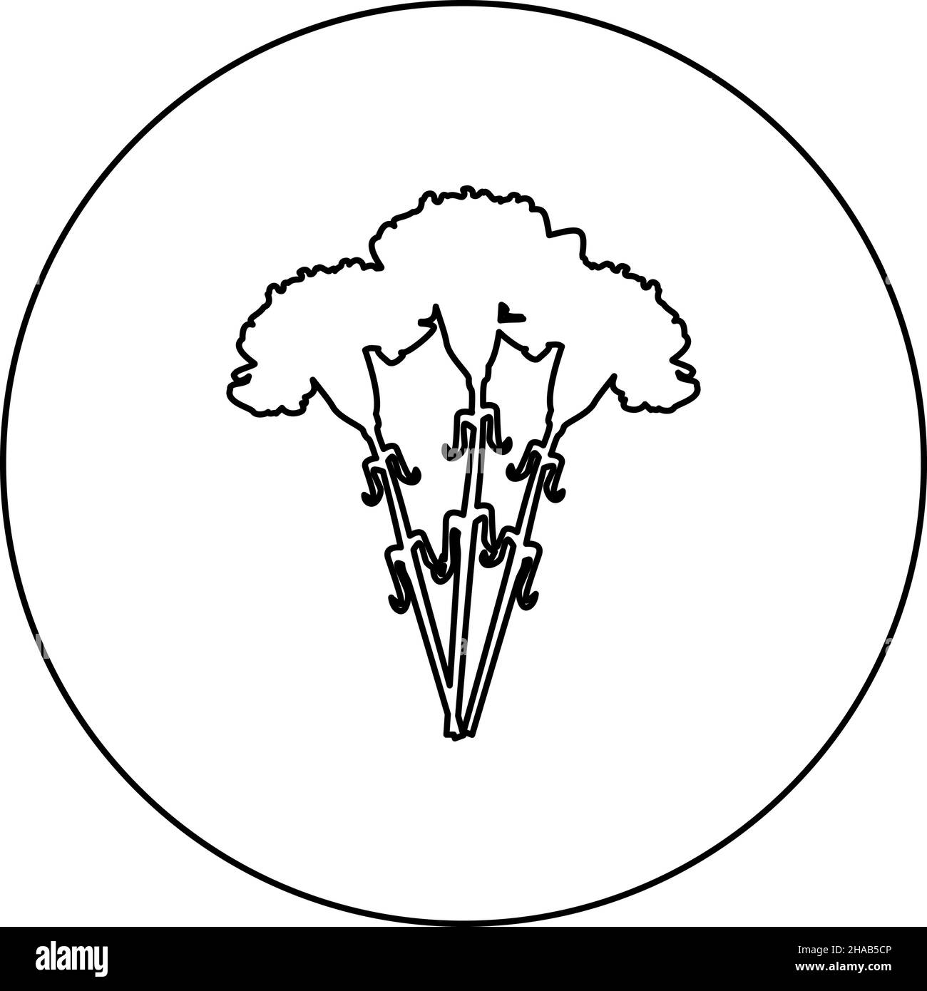 Bouquet de fleurs icône en forme de carnation en cercle rond noir couleur vecteur illustration image contour ligne fin style simple Illustration de Vecteur