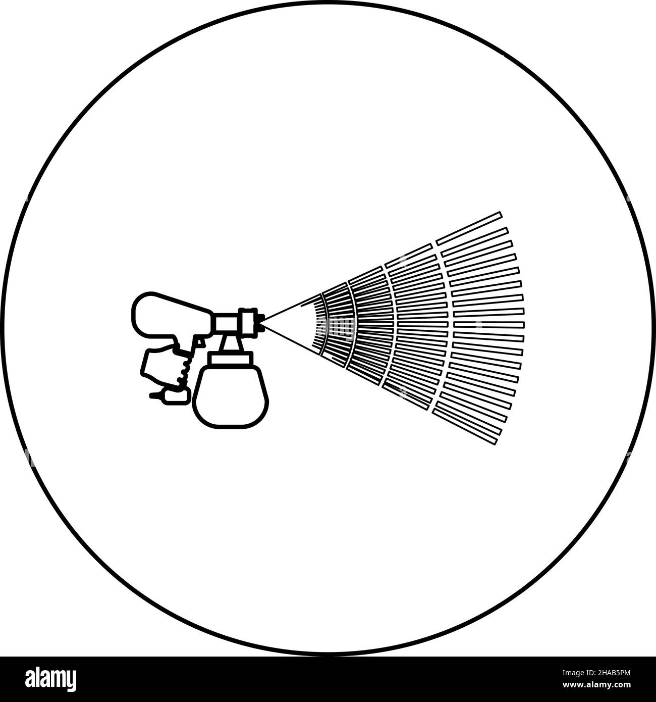 Machine à colorier outil de peinture en main icône en cercle rond noir couleur vecteur illustration image contour ligne fin style simple Illustration de Vecteur