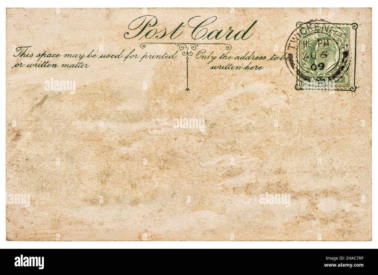 Ancienne carte postale avec cachet.Texture du papier utilisé Banque D'Images