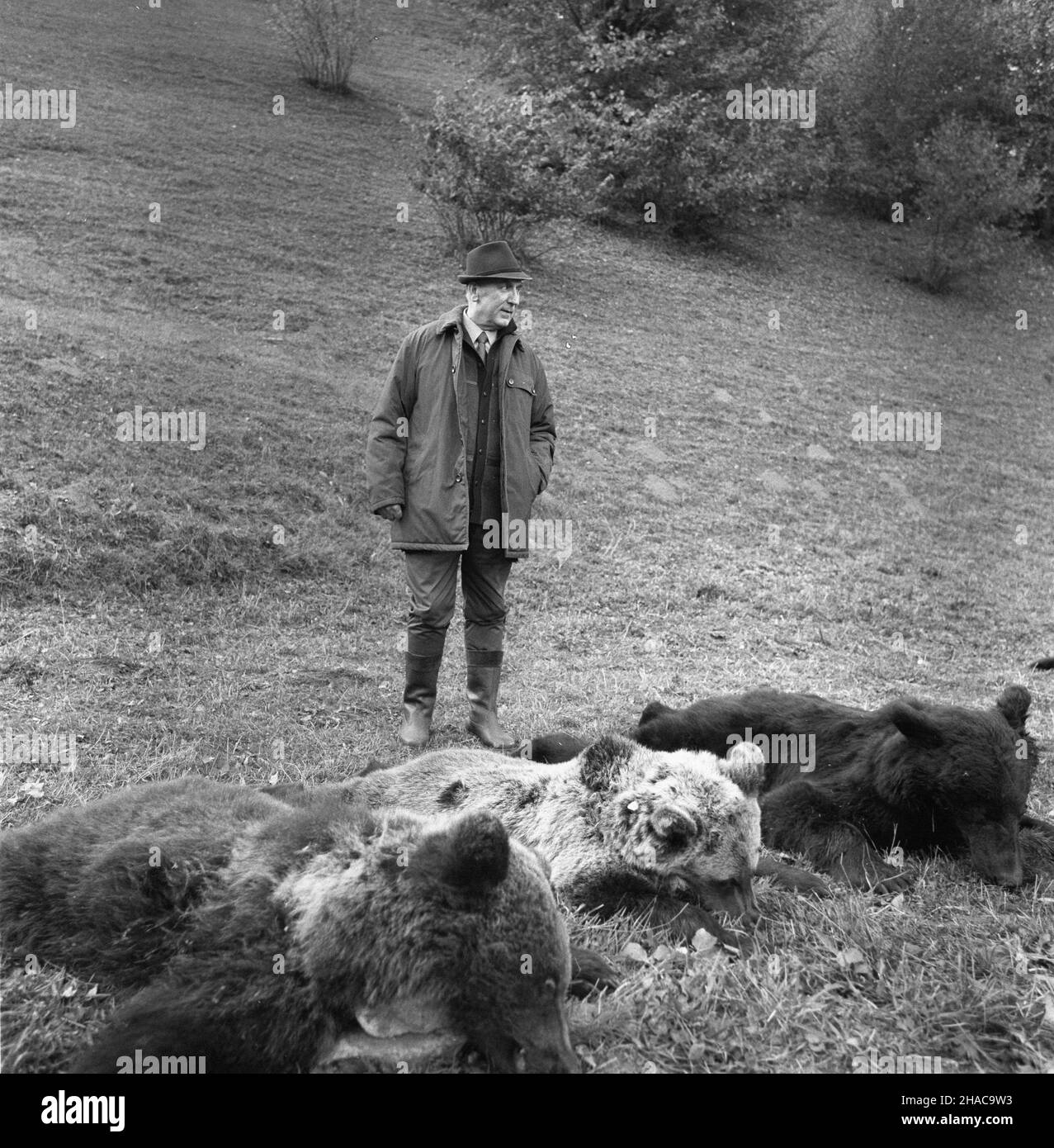 Rumunia 10,1976.Je sekretarz KC PZPR Edward Gierek (nz.) podczas wizyty W Rumunii wzi¹³ udzia³ W polowaniu W Karpatach. meg PAP/Jan Morek Dok³adny dzieñ wydarzenia nieustalony.Roumanie, octobre 1976.Premier secrétaire du Comité central du Parti des travailleurs Unis polonais Edward Gierek pendant une chasse dans les Carpates.Le premier secrétaire Gierek est en visite en Roumanie.PAP/JAN MOREK Banque D'Images