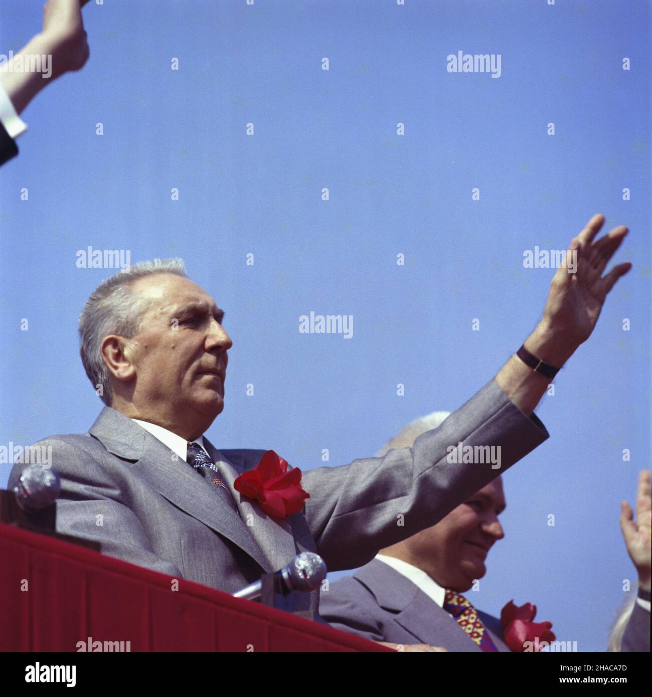Varsovie 01.05.1977.Obchody Œwiêta Pracy.NZ.Je sekretarz Komitetu Centralnego Polskiej Zjednoczonej Partii Robotniczej Edward Gierek. ka PAP/Leszek £o¿yñskiVarsovie, le 1 mai 1977.Célébrations du jour de mai.Photo : 1st Secrétaire du Comité central du Parti ouvrier unifié polonais Edward Gierek. ka PAP/Leszek Lozynski Banque D'Images