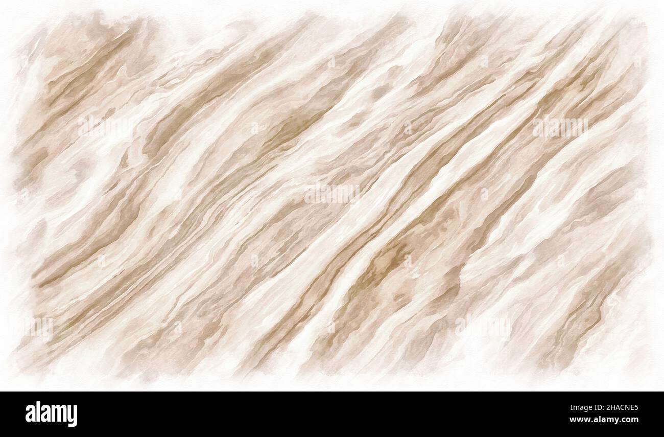 Motif de marbre beige aquarelle avec nervures de couleur blanche et orange.Texture et arrière-plan abstraits.Illustration 2D de couleur douce Banque D'Images