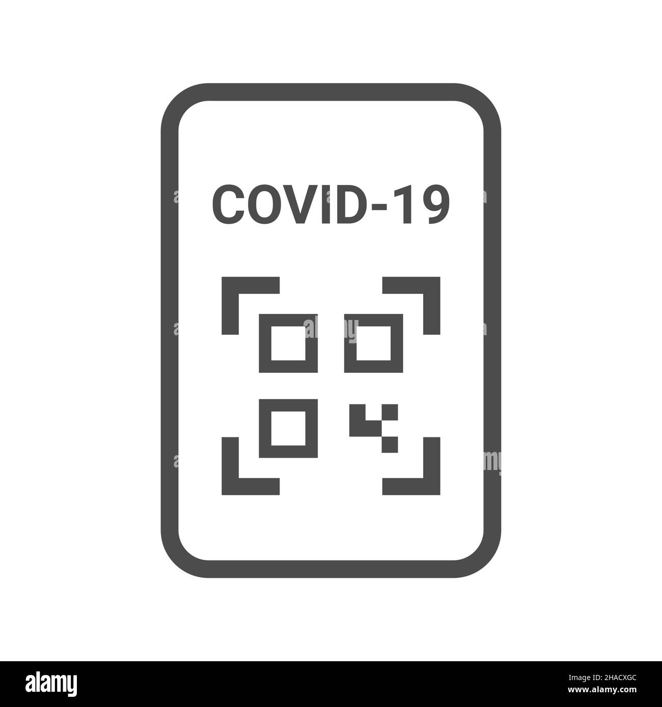 Icône de vecteur noir de code qr Covid-19.Symbole de certificat numérique Covid. Illustration de Vecteur