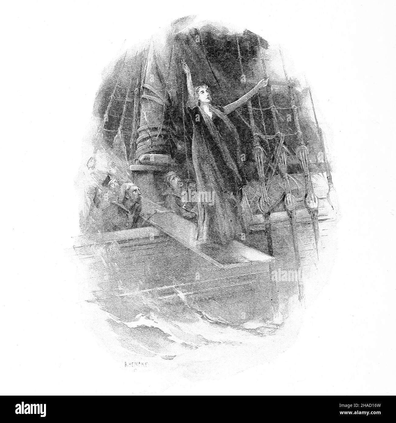 Walking the Plank from ' The book of the Ocean ' by Ernest Ingersoll, Date de publication 1898 Éditeur: New York, The Century co. Sujets incluent l'océan et son origine.-- vagues, marées et courants.--la construction et le gréement des navires.--voyages et exploration précoces.--secrets gagnés du Nord gelé.---Les navires de guerre et les batailles navales.--les marchands de la mer.--les Robbers de la mer.--la navigation de plaisance et de plaisance.--les dangers des profondeurs.-- la pêche et d'autres industries marines.--les plantes de la mer et leurs utilisations.--la vie animale dans la mer Banque D'Images