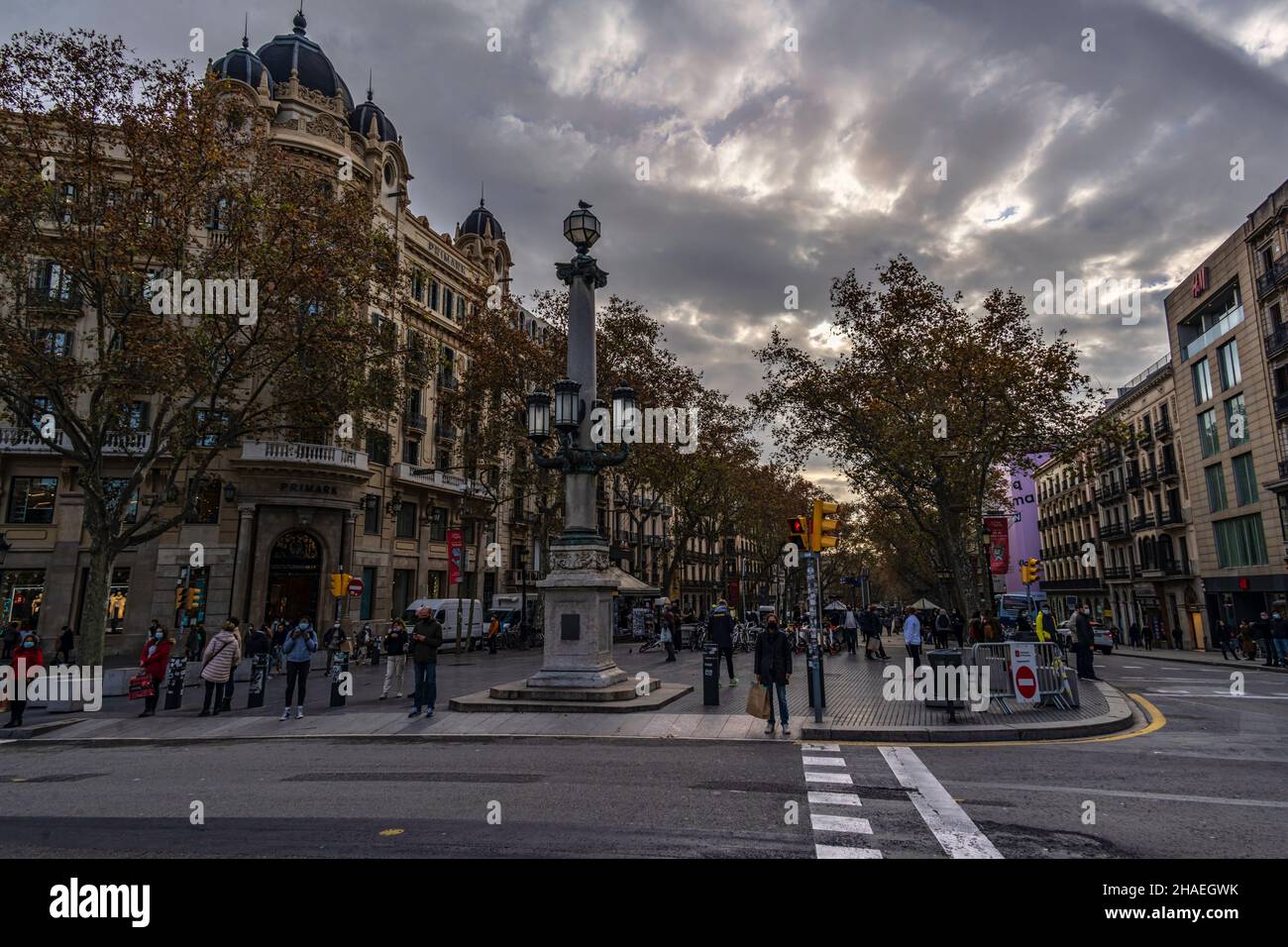 Las Ramblas, la promenade la plus populaire de Barcelone, Catalogne, Espagne. Banque D'Images