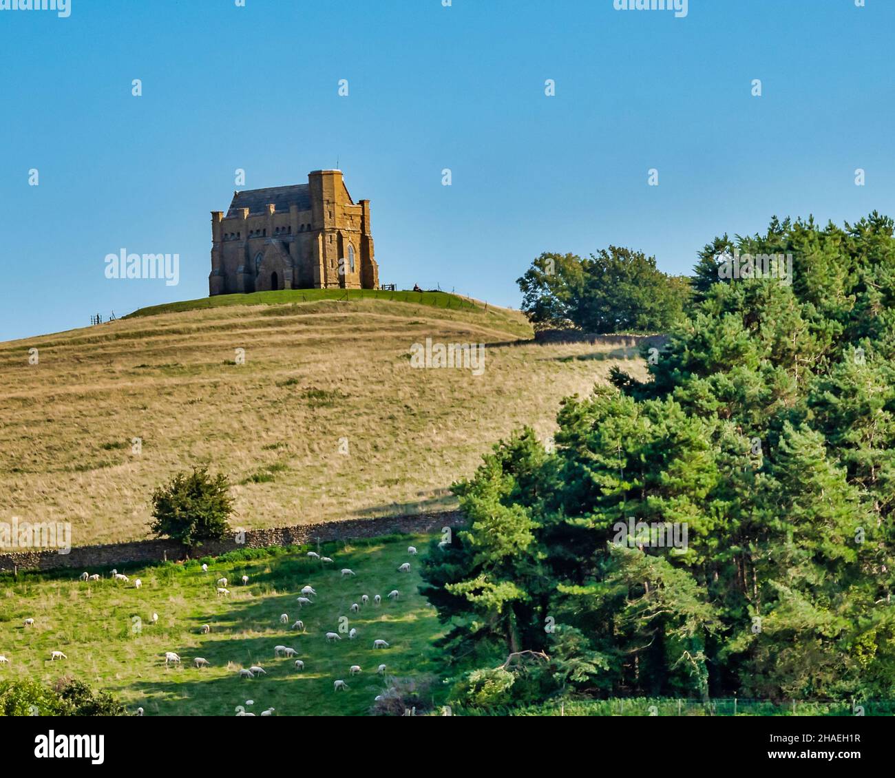 Un magnifique paysage de l'ancienne St. Catherines Chappel, Nr Abbotsbury, Dorset, Royaume-Uni Banque D'Images