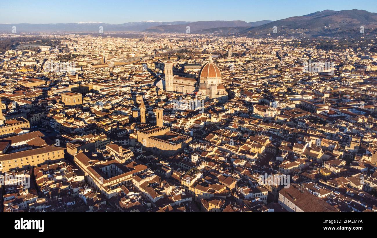 Skyline et Duomo, la cathédrale de Santa Maria del Fiore, Florence, Italie Banque D'Images