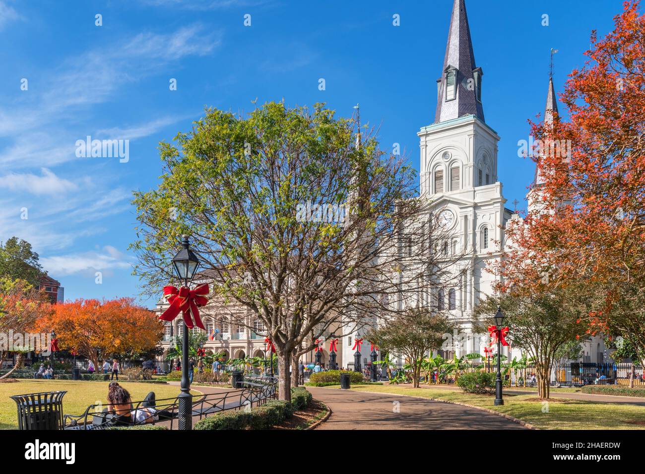 Cathédrale Saint-Louis à Jackson Square, quartier français de la Nouvelle-Orléans, Louisiane, États-Unis. Banque D'Images