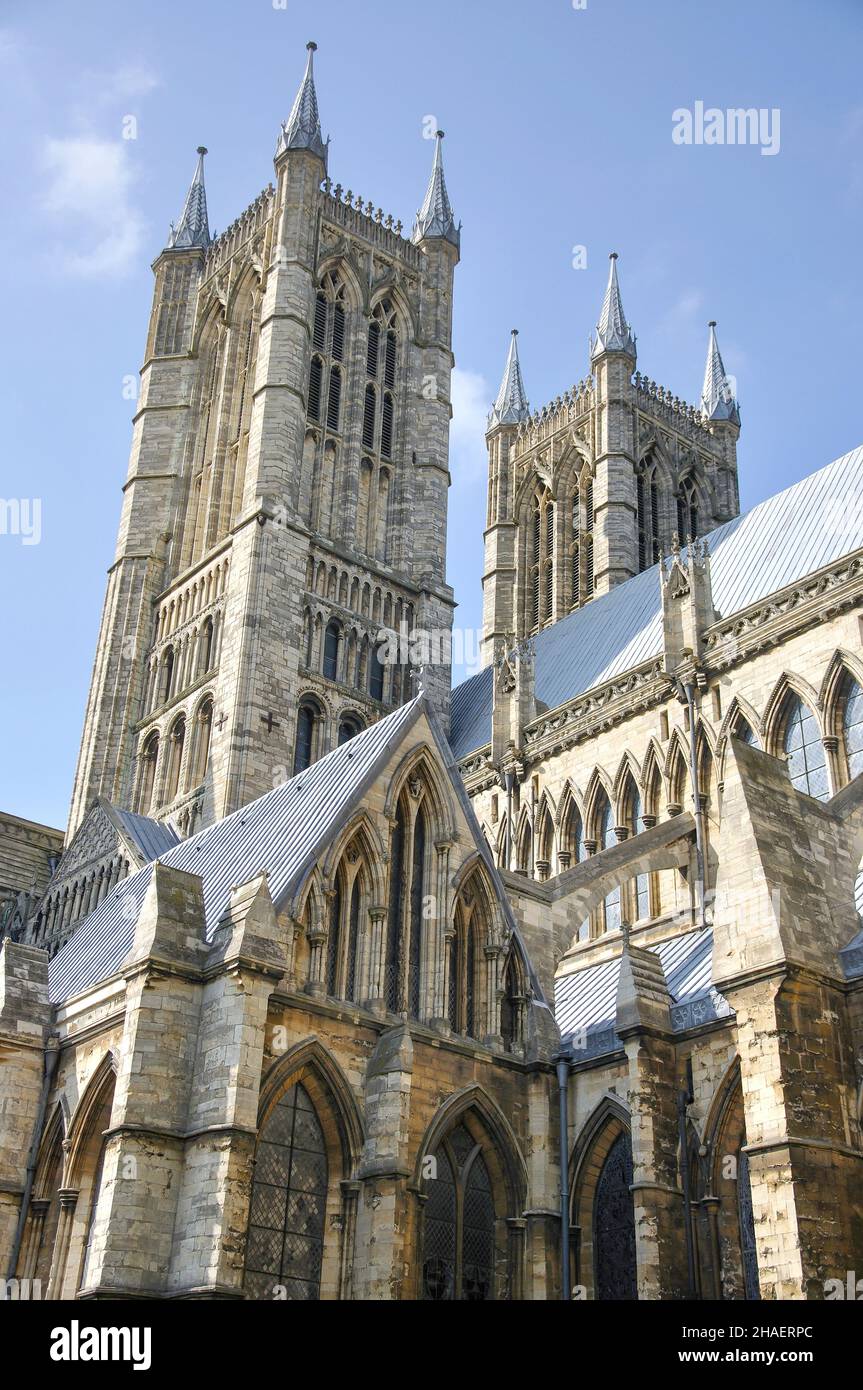 La tour normande, la cathédrale de Lincoln, Lincoln, Lincolnshire, Angleterre, Royaume-Uni Banque D'Images