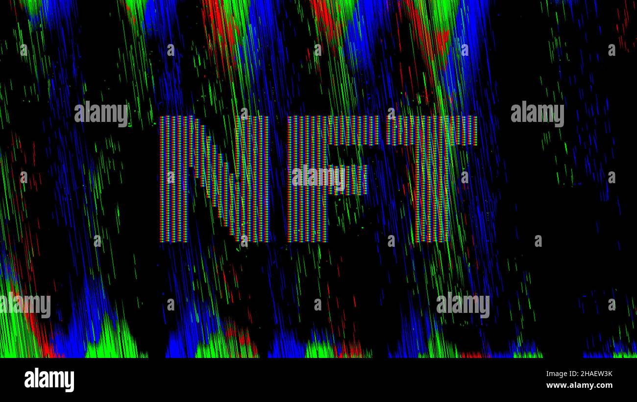 NFT, concept de jeton non fongible, pixels RVB numériques comme arrière-plan Banque D'Images