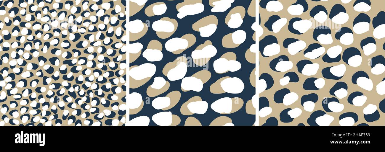 Ensemble de motifs sans coutures léopard.Imprimé animal de compagnie.Tissu style abstrait jaguar Vector Illustration de Vecteur