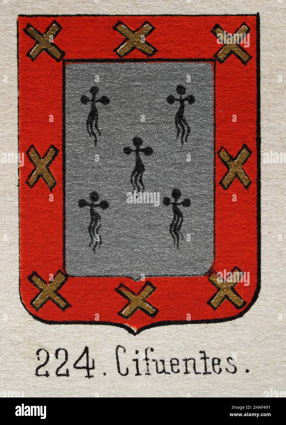 Cifuentes heraldry, illustration d'une blason, symboles de bouclier héraldique Banque D'Images