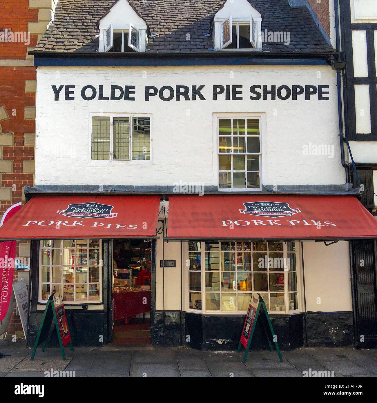 YE Olde Pork Pie Shoppe à Melton Mowbray, Leicestershire, Royaume-Uni Banque D'Images