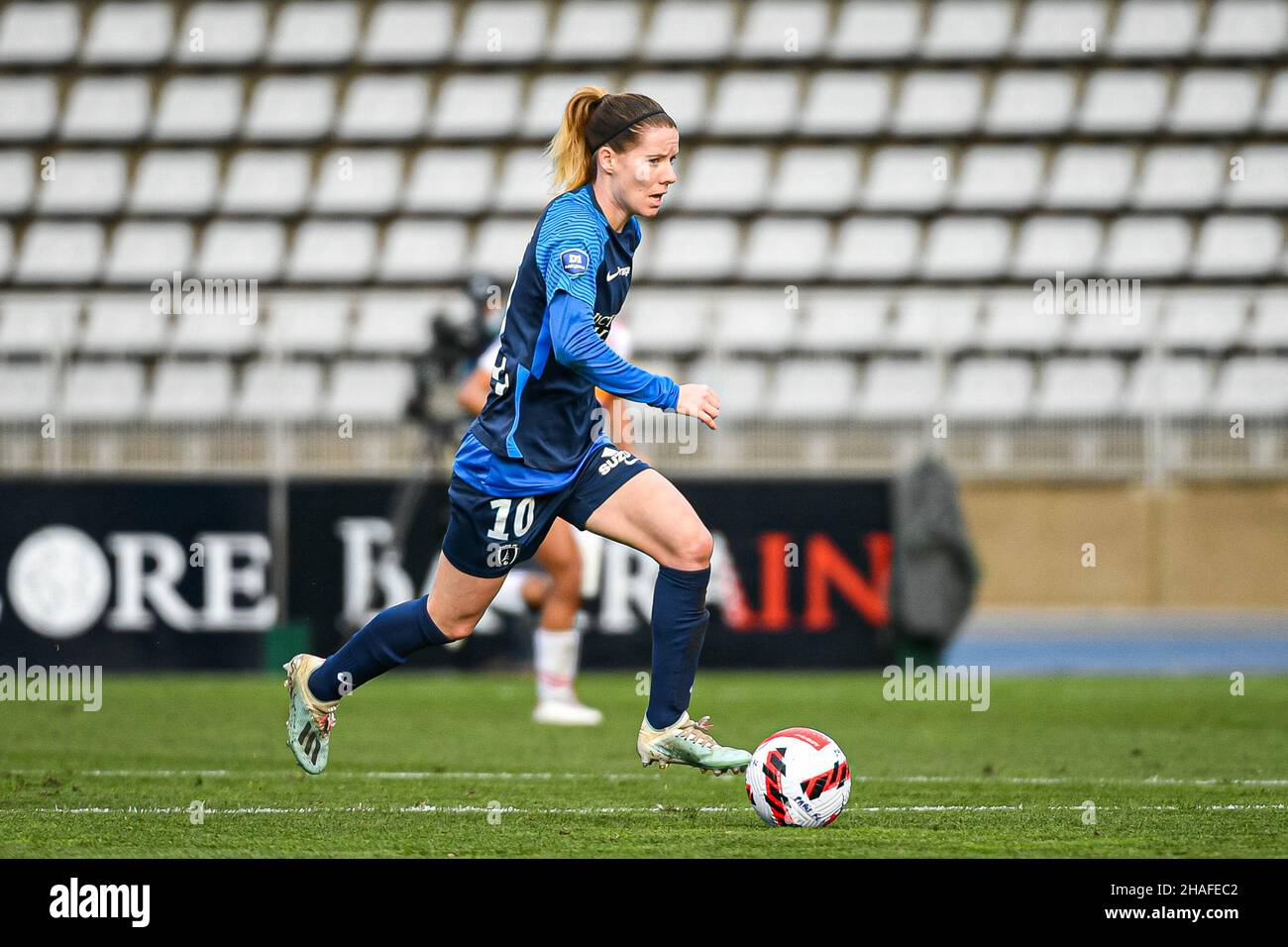 Paris, France.12th décembre 2021.Anaig Butel de Paris FC lors du championnat féminin de France, match de football Arkema D1 entre Paris FC et Olympique Lyonnais (OL) le 12 décembre 2021 au stade Charlety à Paris, France.Crédit : Victor Joly/Alamy Live News Banque D'Images