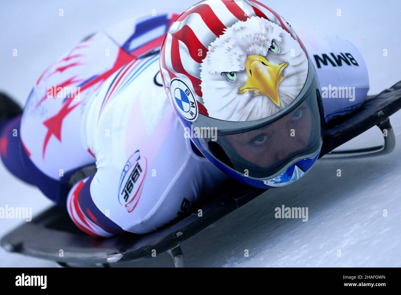 Katie Uhlaender (Etats-Unis) lors de la coupe du monde BMW IBSF Bob & Skeleton le 10 décembre 2021 à VELTINS EisArena Winterberg, Allemagne photo par SCS/Soenar Chamid/AFLO (PAYS-BAS OUT) Banque D'Images