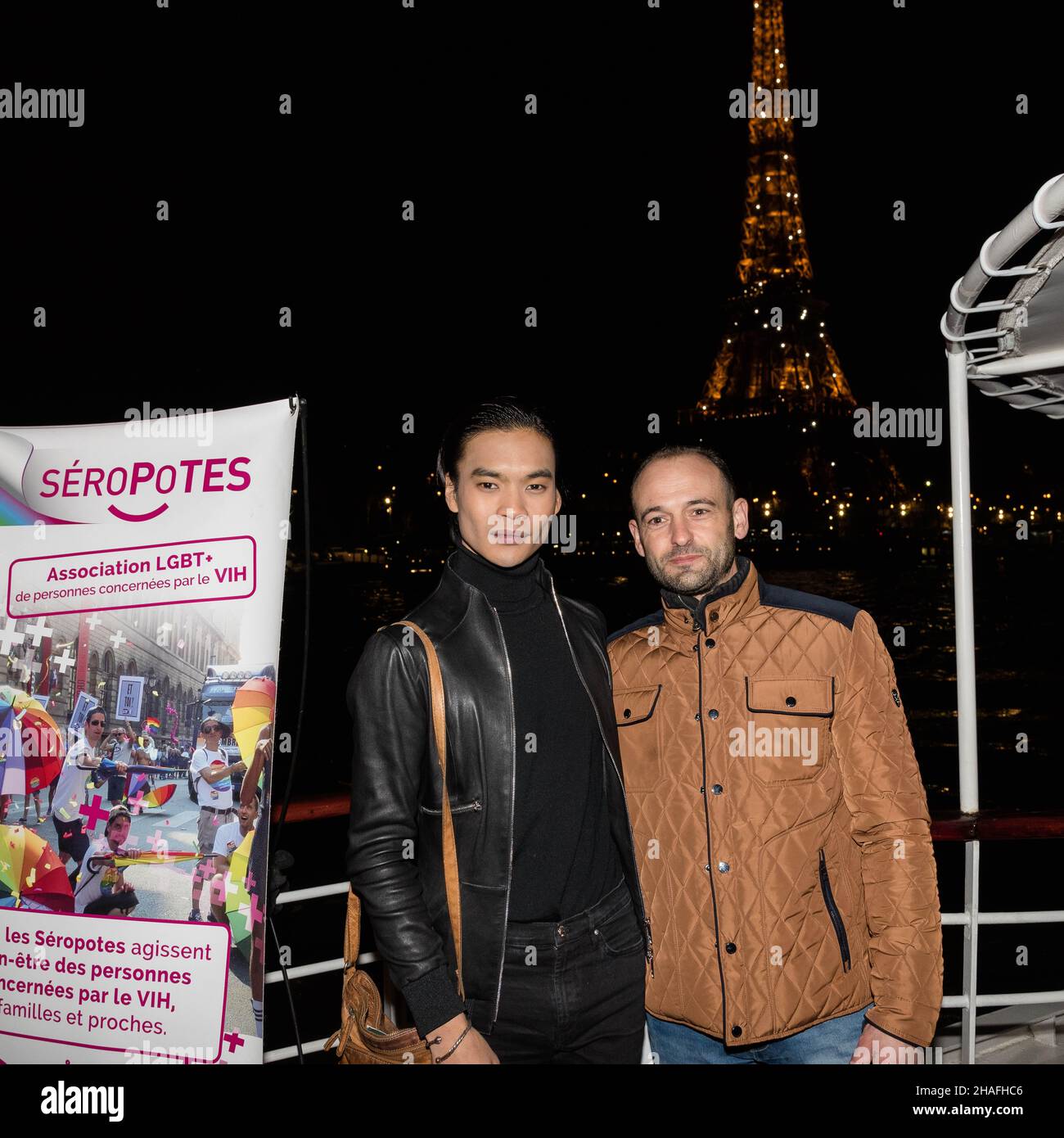 Jean-Claude Jitrois et Fiona Gélin réunis lors du gala au profit de l'association >, organisé par Jérémy Bellet, à bord du Yacht Joséphine Banque D'Images